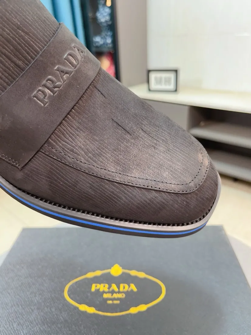 Men's shoes 💰540🌹🌹【PRADA Leather Shoes】Top purchasing agency Original imported Italian custom-made open-edge beaded cowhide leather surface, fully imported water-dyed breathable cowhide lining, original factory special molded sole super comfortable, size: 38-44